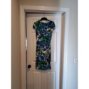 Lauren Ralph Lauren Women's Blue/Green Floral Dress Size 4 Stretch